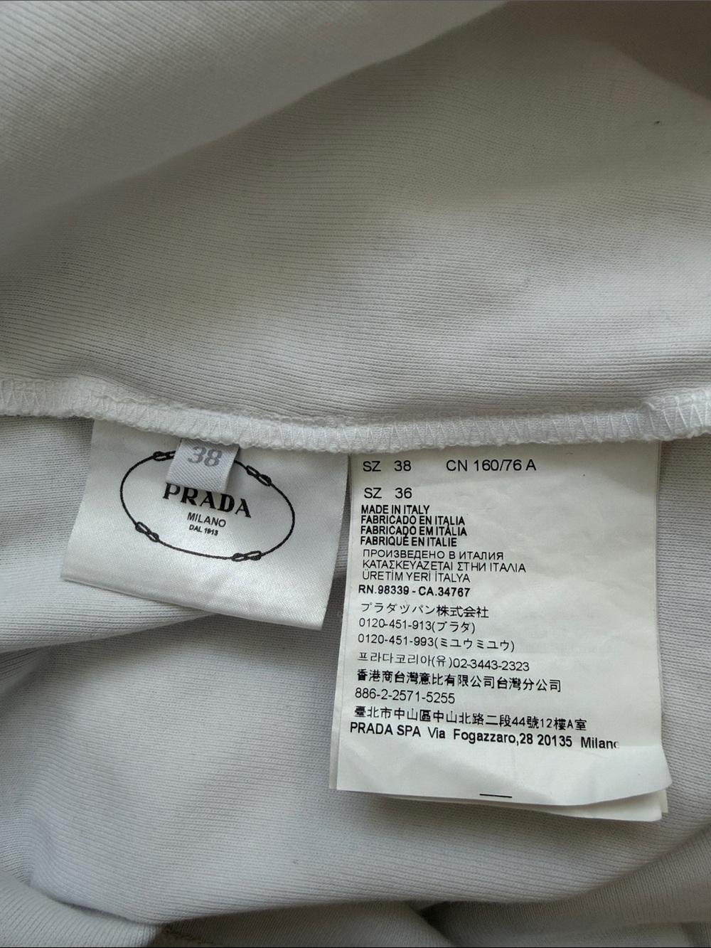 Prada White Ribbed Cotton Tank with Triangular Logo - Picture 4 of 4